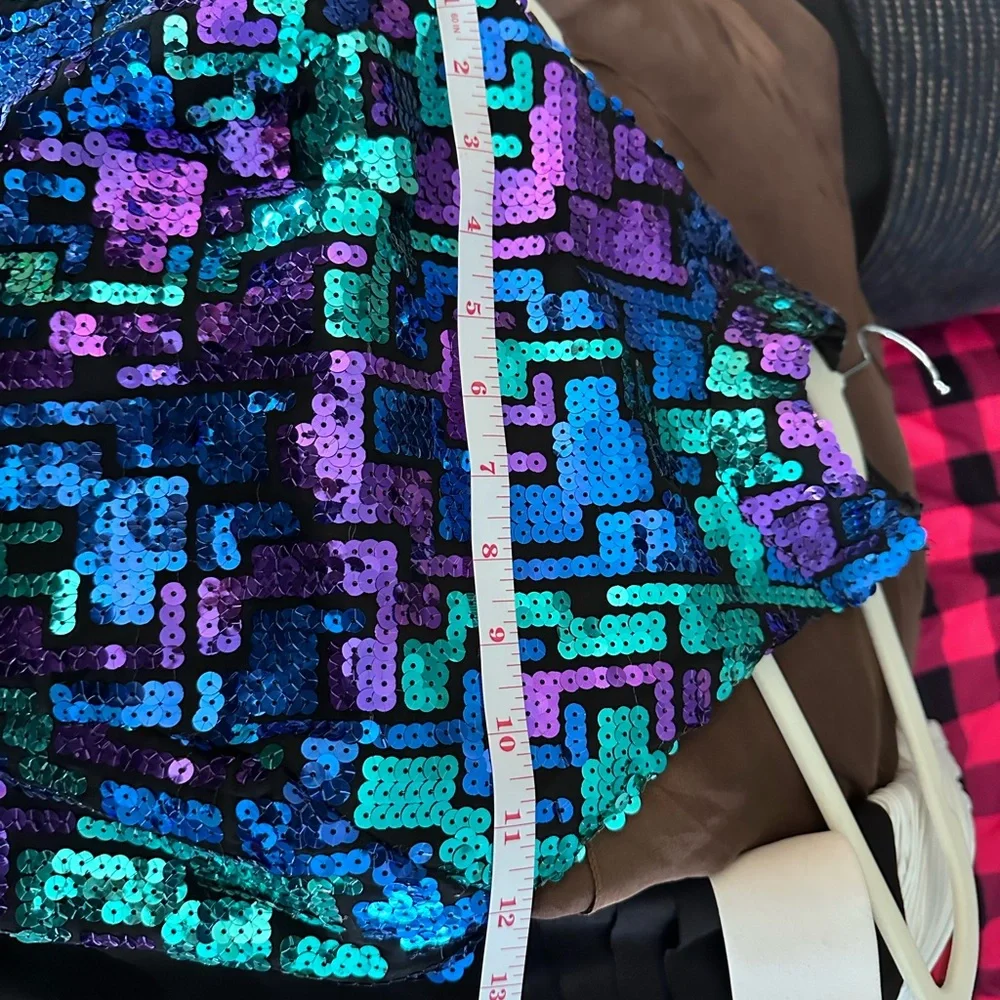 Backless Halter Sequin Dress in Iridescent Blue-Green-Purple - Picture 5 of 9